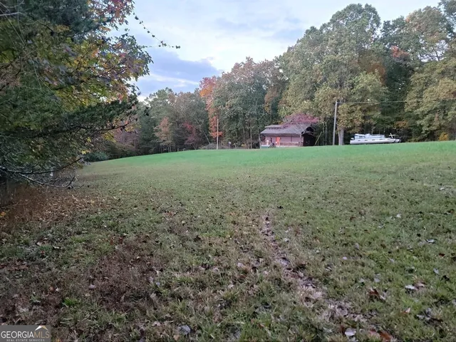 a backyard of a house with lots of green space