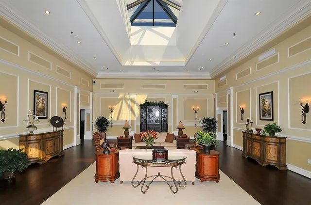 a view of a lake with a big yard