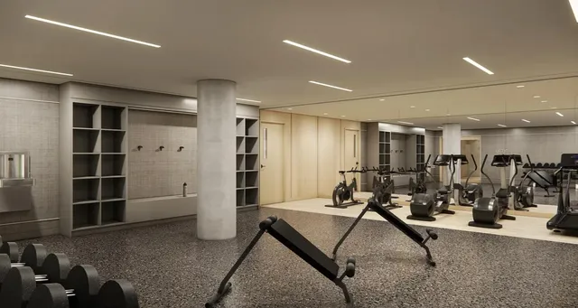 a view of a room with gym equipment