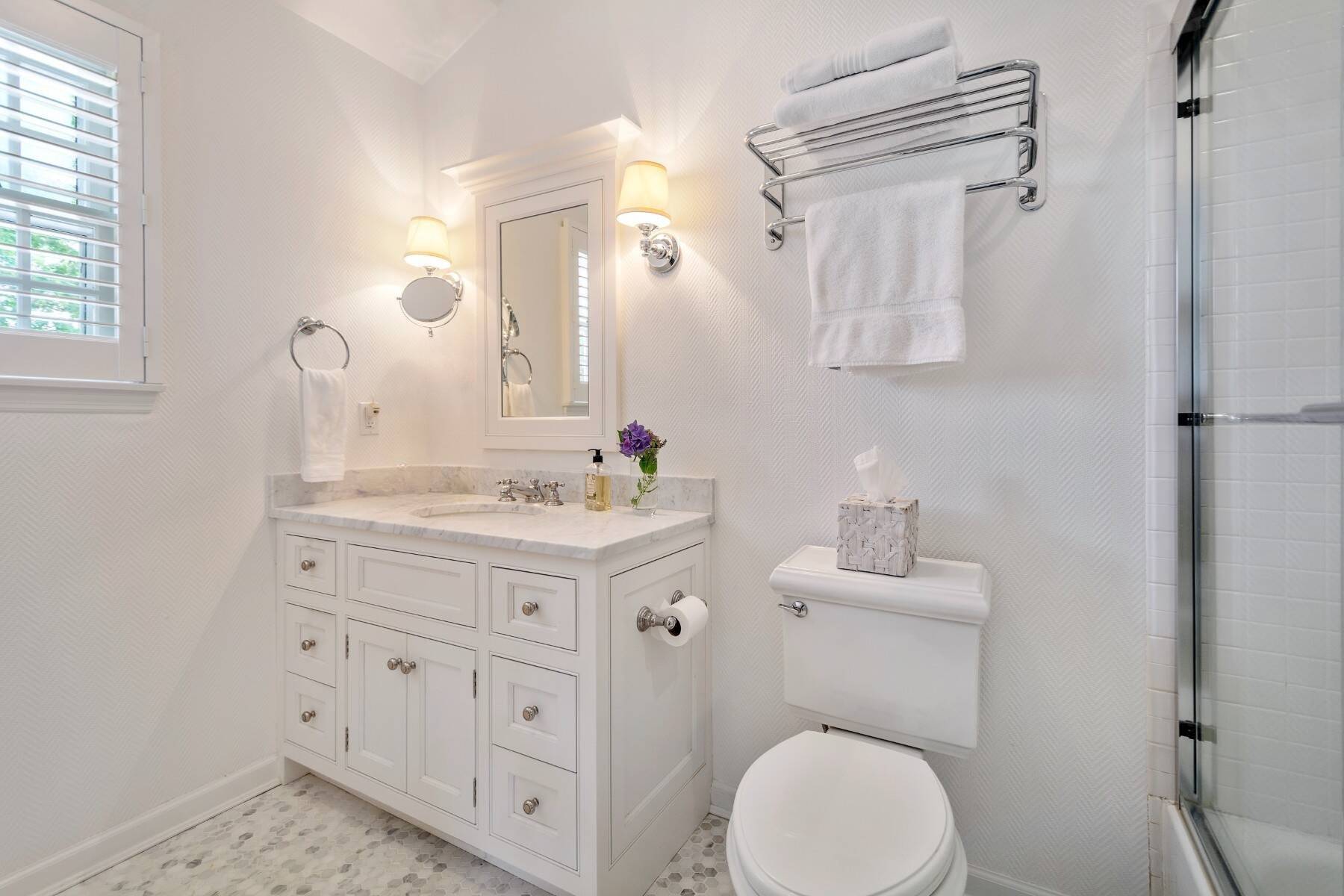 429 Head Of Pond Road Water Mill, NY 11976 - Photo 12 of 22 a bathroom with a granite countertop toilet sink and mirror