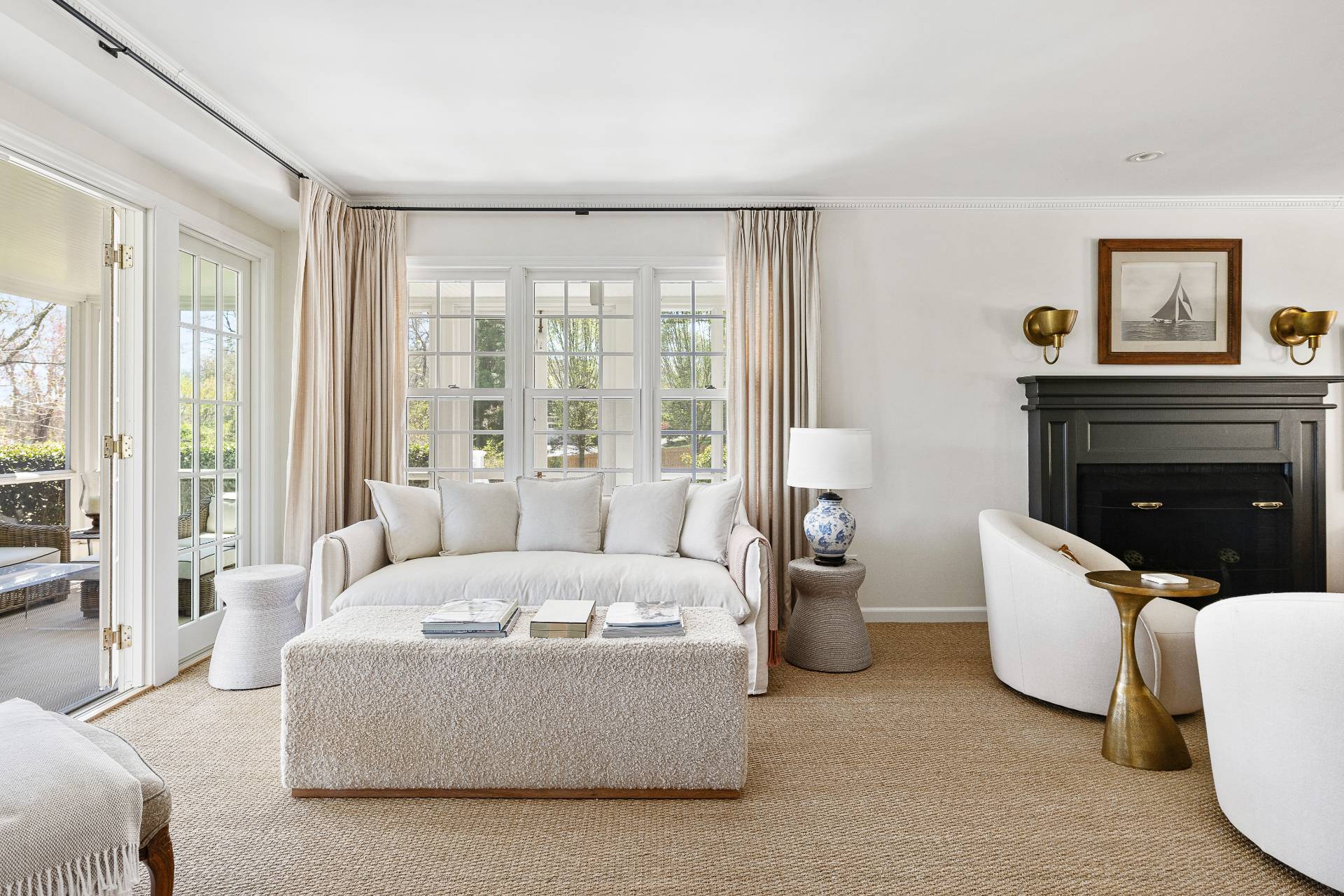 429 Head Of Pond Road Water Mill, NY 11976 - Photo 5 of 22 a living room with furniture and a fireplace