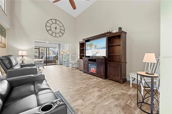 a living room with furniture