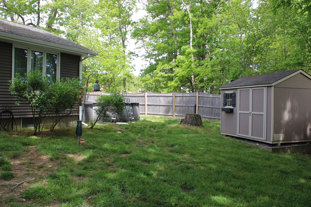 225 Braemoor Road Brockton, MA 02301 - Photo 4 of 29 a view of a backyard with potted plants and large trees