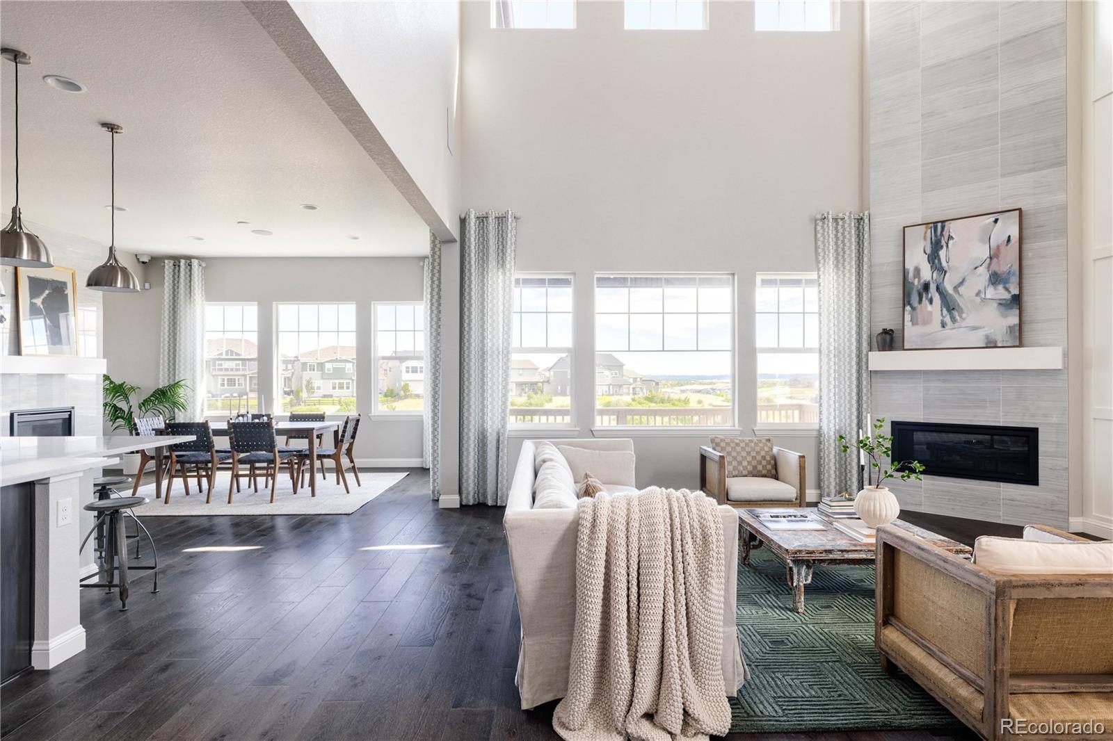 3966 Breakcamp Court Castle Rock, CO 80108 - Photo 5 of 46 a living room with furniture and a fireplace