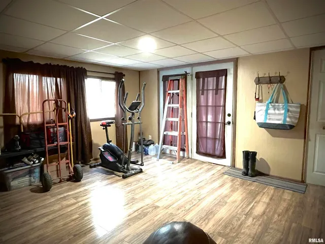 a view of a room with gym equipment