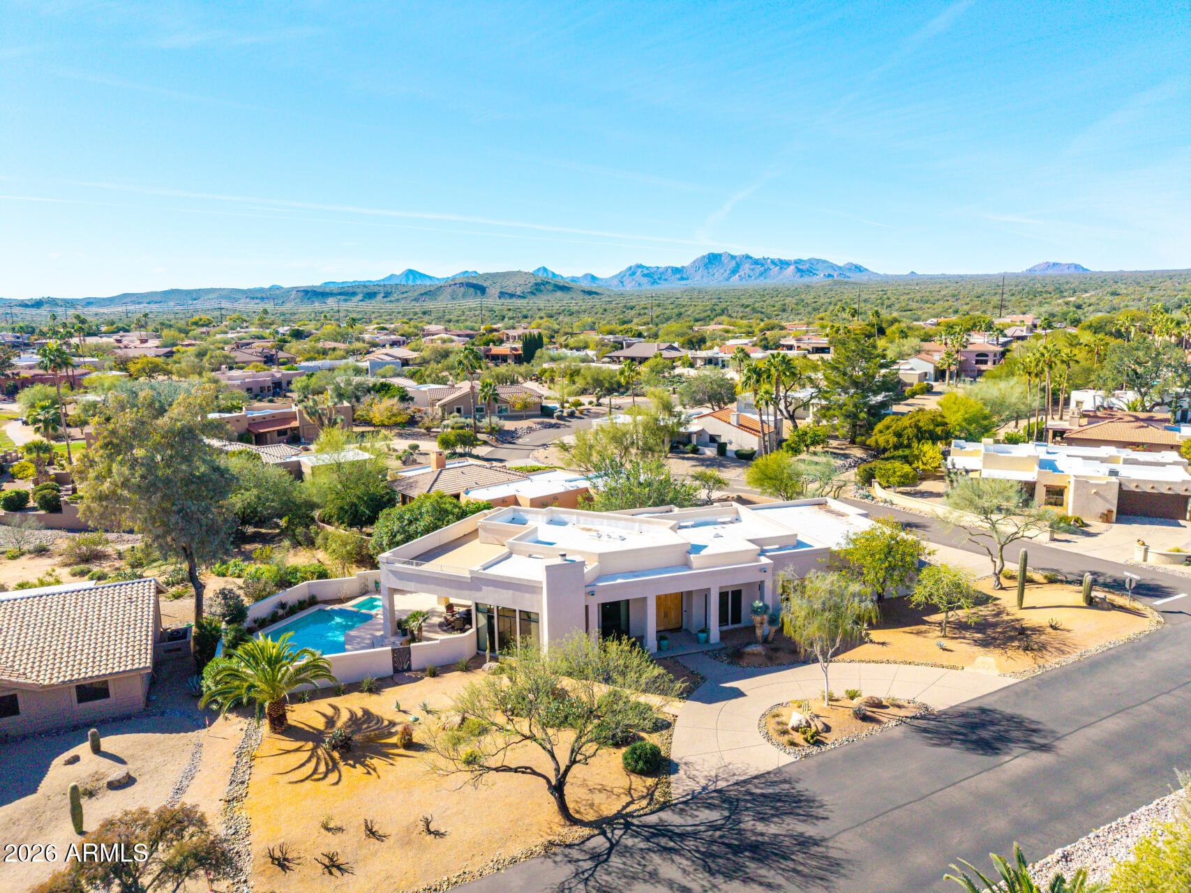 18567 East Paseo Verde Drive Rio Verde, AZ 85263 - Photo 45 of 47 an aerial view of residential houses with outdoor space