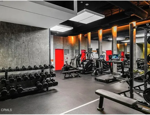 a view of a room with gym equipment