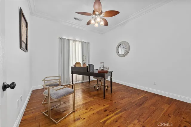 a view of a garage with storage