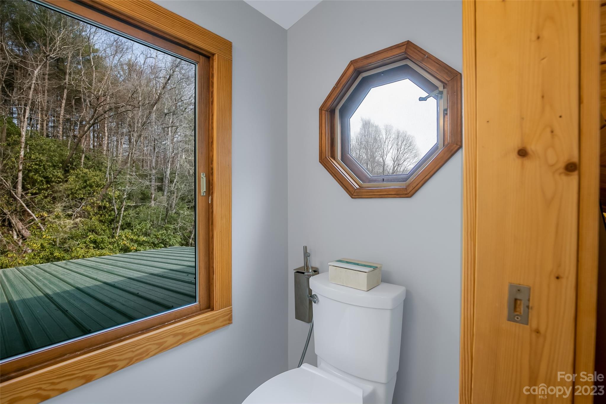 449 Old Powell Road Brevard, NC 28712 - Photo 27 of 48 a bathroom with a toilet and a window