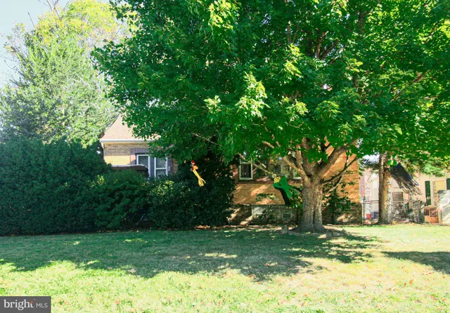 a view of a backyard with couches under an umbrella