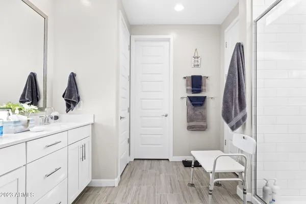 a bathroom with a shower