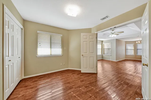 a view of livingroom with hardwood floor and hallway