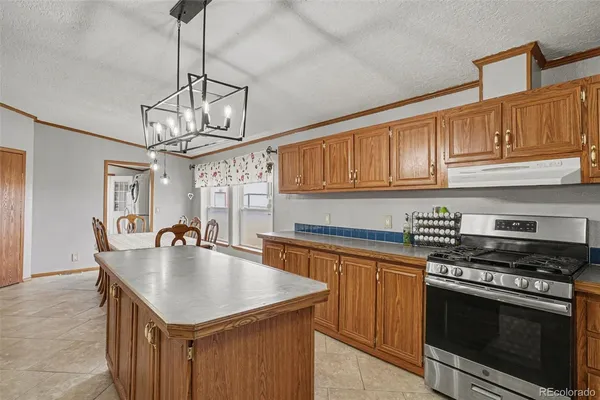 a kitchen with stainless steel appliances granite countertop a sink a stove cabinets and wooden floor