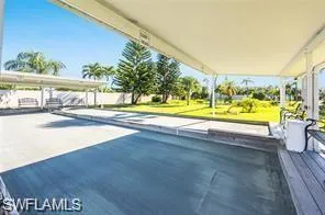 a view of an outdoor space and swimming pool