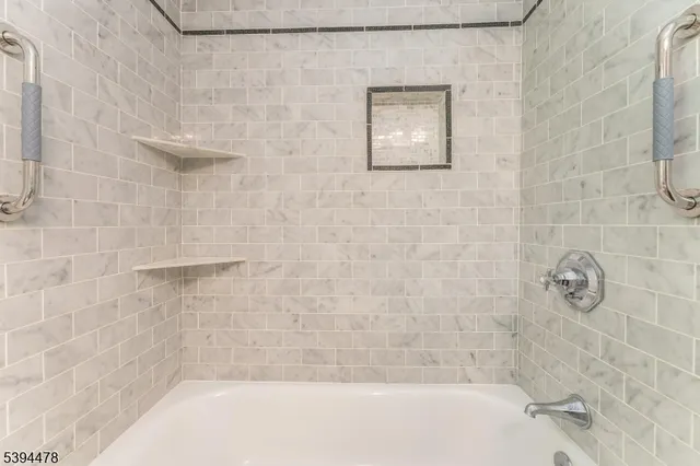 a bathroom with a bathtub