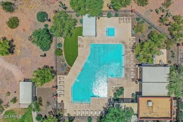 an aerial view of a house