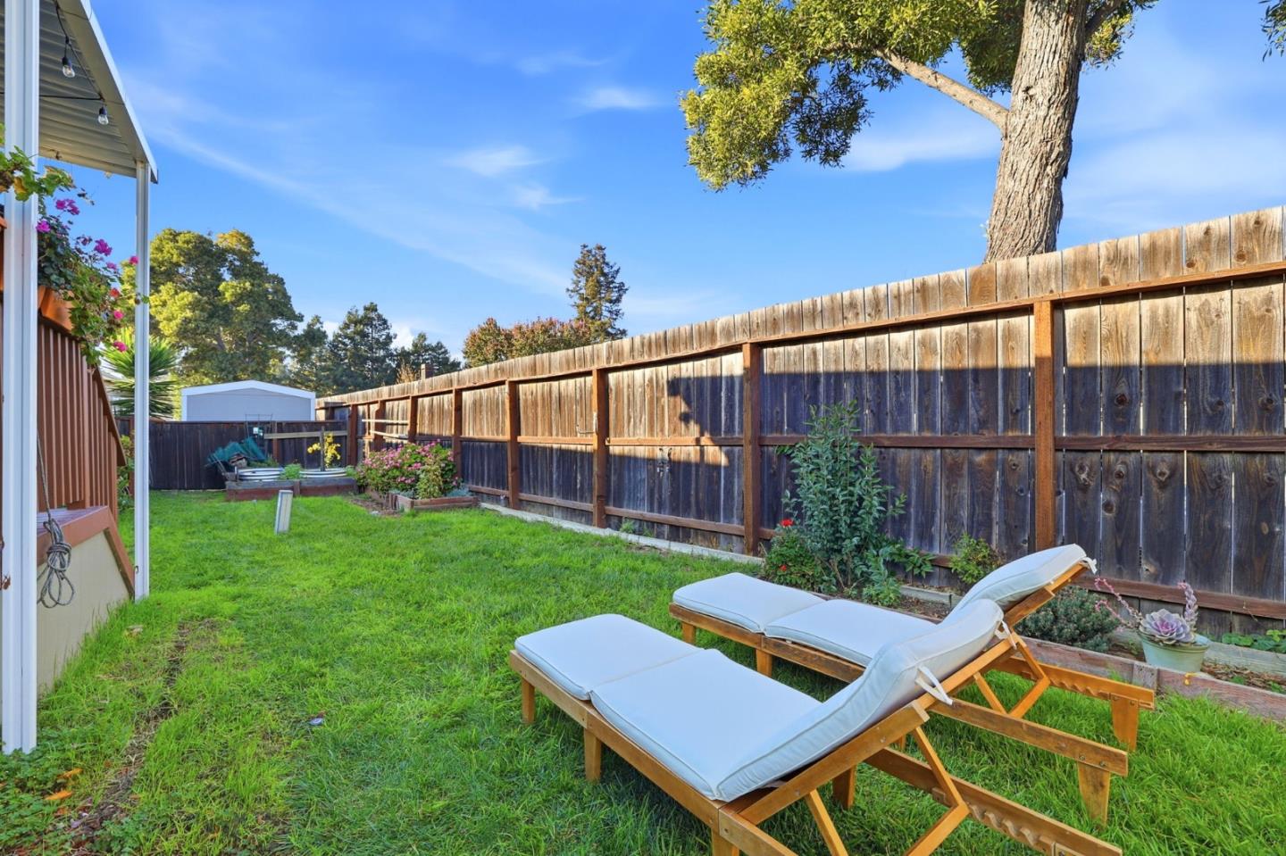 125 North Mary Avenue, Unit 17 Sunnyvale, CA 94086 - Photo 39 of 46 a view of a backyard with couches plants and wooden fence