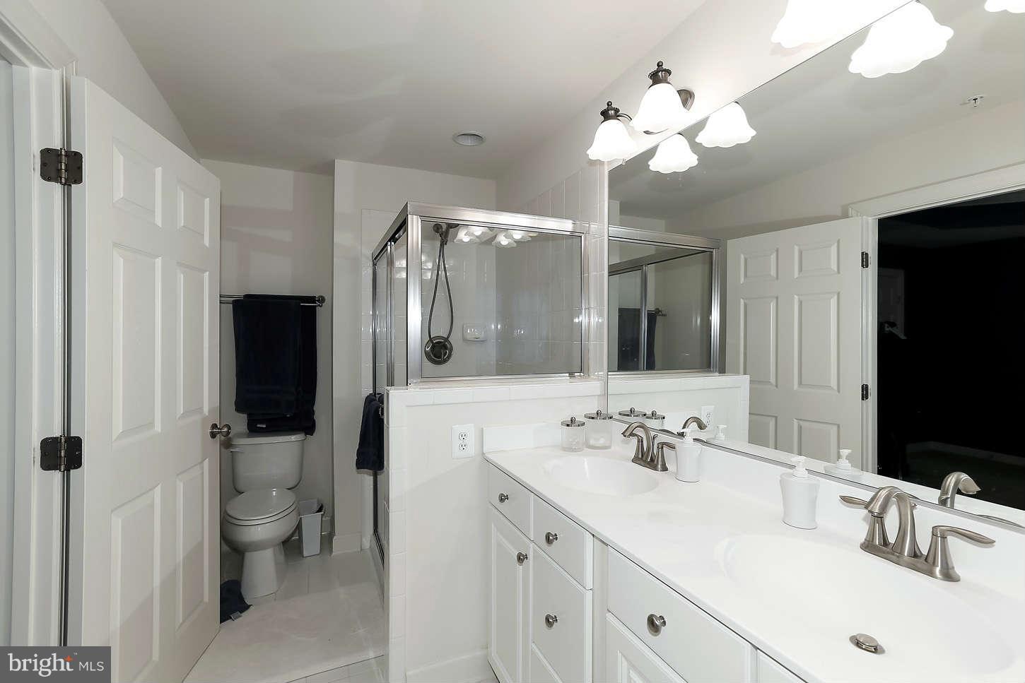 908 West Glebe Road Alexandria, VA 22305 - Photo 20 of 29 a bathroom with a sink a toilet and a large mirror
