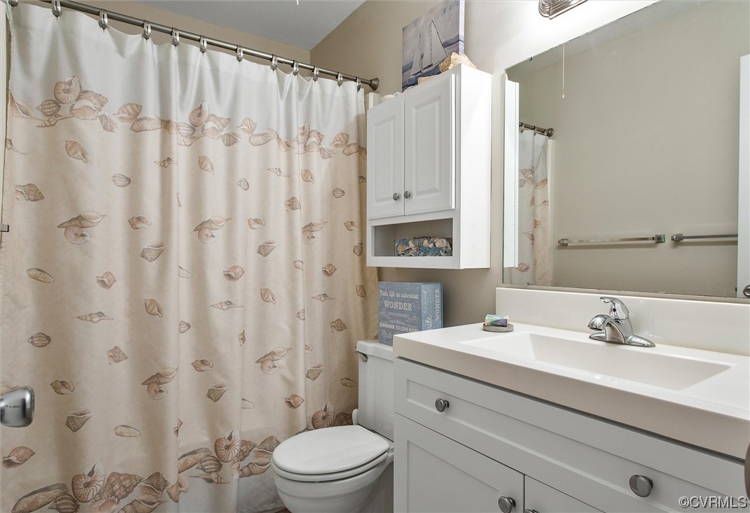 11629 East Briar Patch Drive Midlothian, VA 23113 - Photo 21 of 27 a bathroom with a sink a toilet and shower curtain