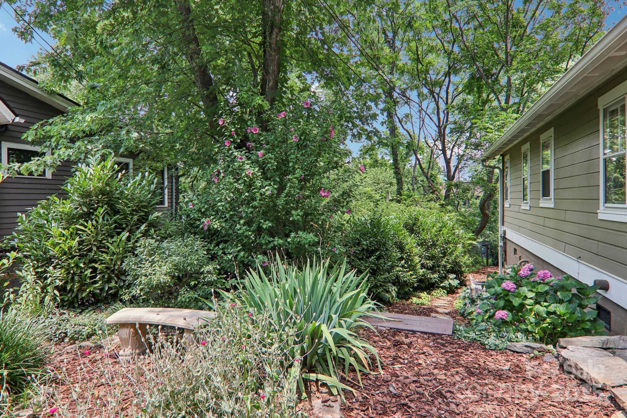 39 Short Street Asheville, NC 28801 - Photo 8 of 47 a view of a garden with a bench