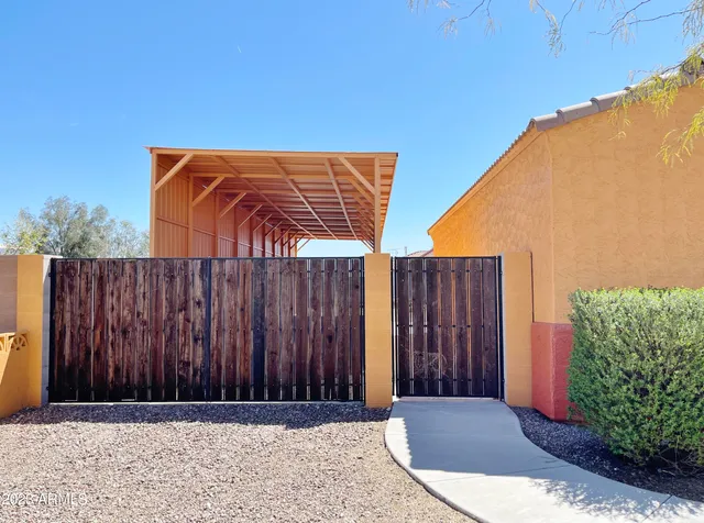 a view of a golf course with a garden