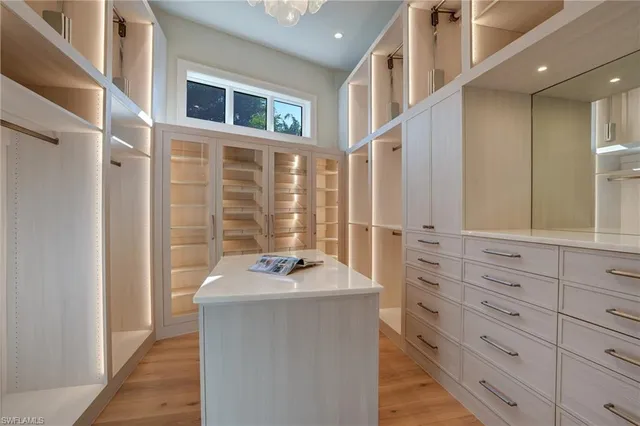 a room with cabinets and window