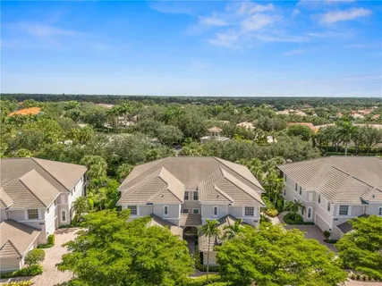 an aerial view of a house with a garden