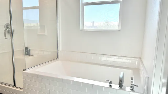 a bathroom with a bathtub