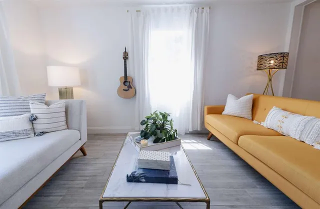 a living room with furniture