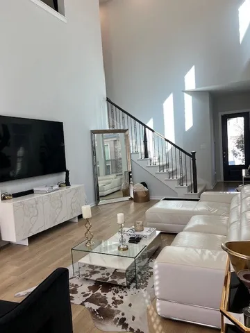 a living room with furniture