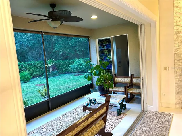 a view of a backyard with garden