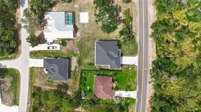 an aerial view of a house