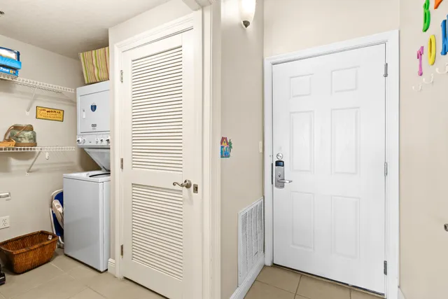 a storage room with washer and dryer