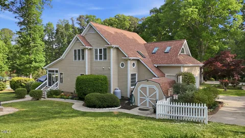 an aerial view of a house