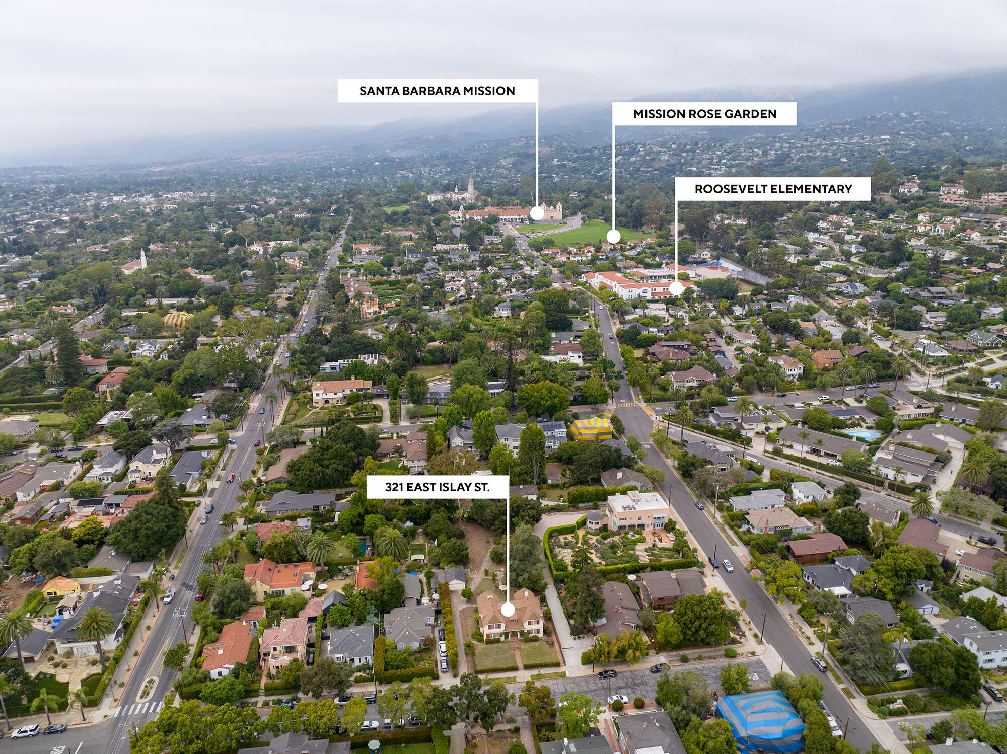 321 East Islay Street Santa Barbara, CA 93101 - Photo 13 of 27 Aerial east - 321 E Islay St 93101