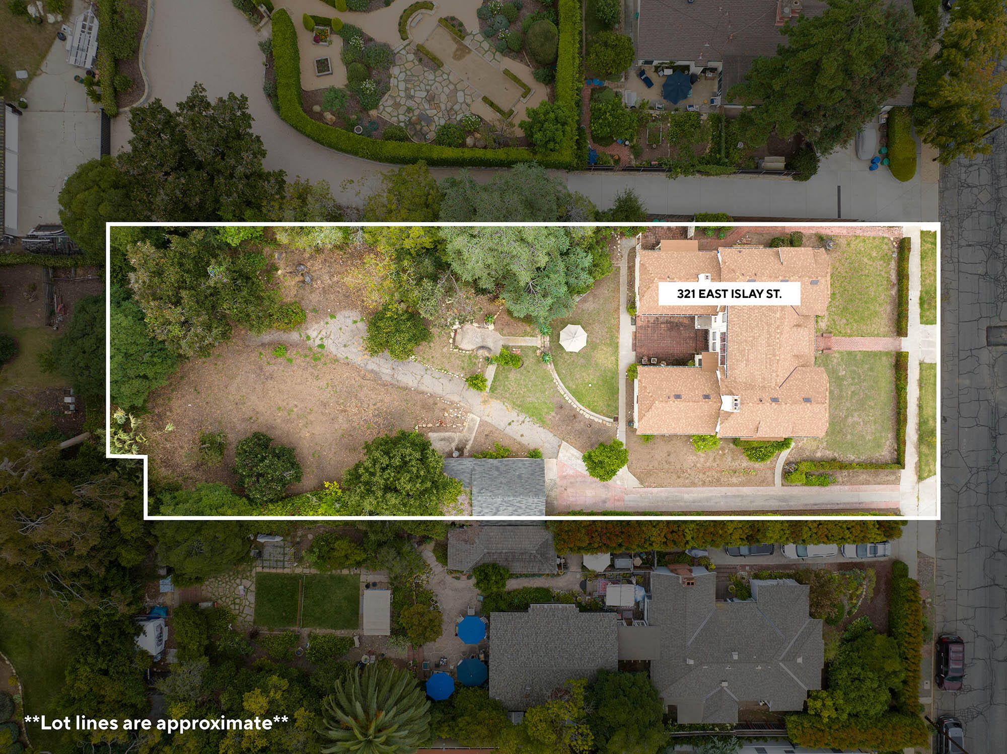 321 East Islay Street Santa Barbara, CA 93101 - Photo 10 of 27 Aerial lot Line - 321 E Islay St 93101