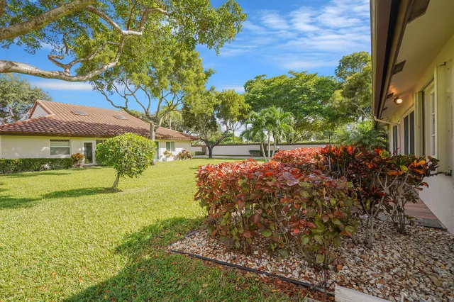 a view of a yard with an tree