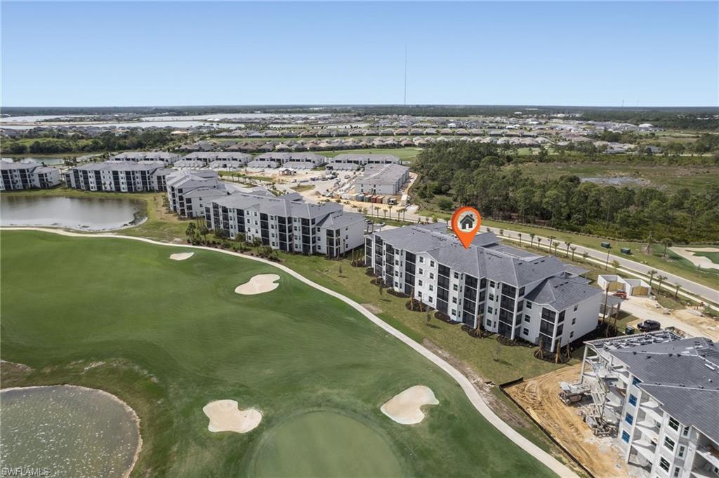 a view of a city with lawn chairs