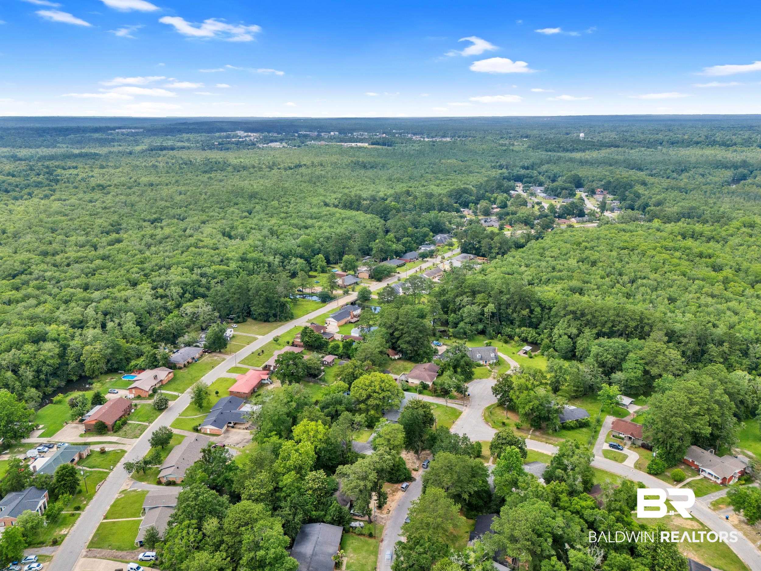 224 Cache Circle Mobile, AL 36611 - Photo 34 of 42 Aerial overview of property's location with a heavily wooded area