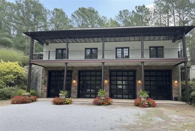 a house with a lot of flower plants