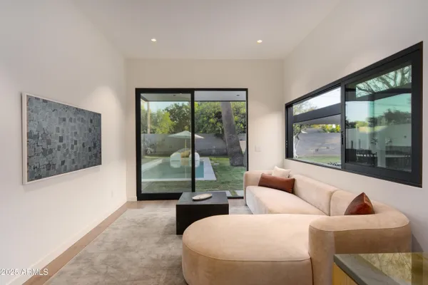 a front view of a house with a fireplace