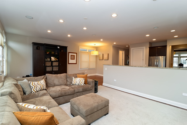 1401 South Emerald Avenue Chicago, IL 60607 - Photo 8 of 12 a living room with furniture and a kitchen view