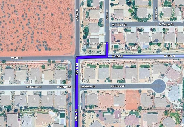 225 Falcon Court Ivins, UT 84738 - Photo 47 of 47 Aerial map of property and surrounding area featuring property parcel outlined