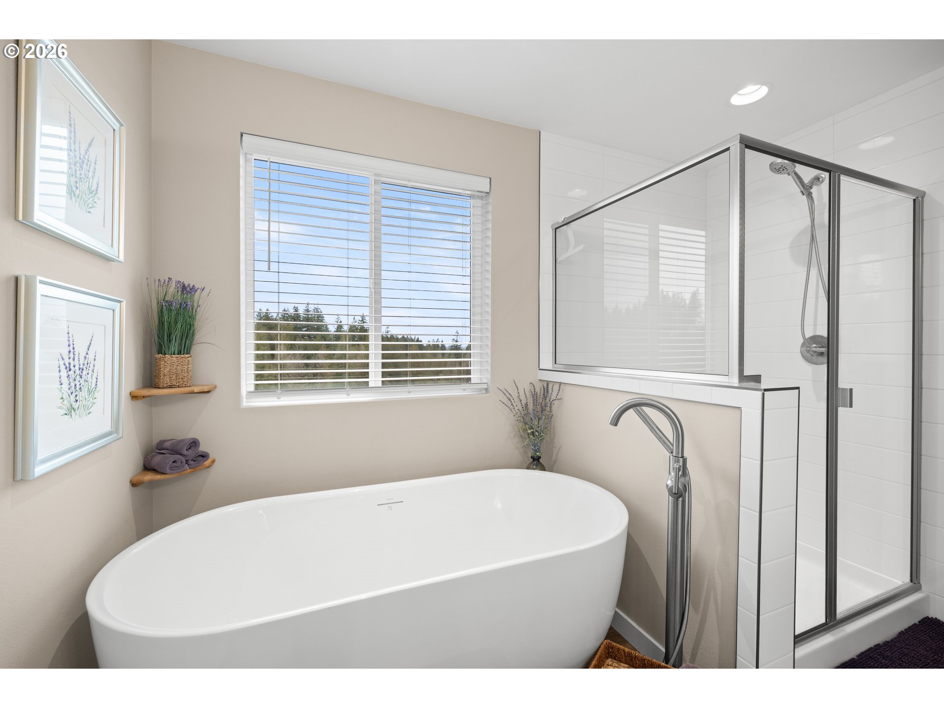 2081 Northeast Ridge Run Lane Estacada, OR 97023 - Photo 30 of 46 a bathroom with a tub a window and a shower