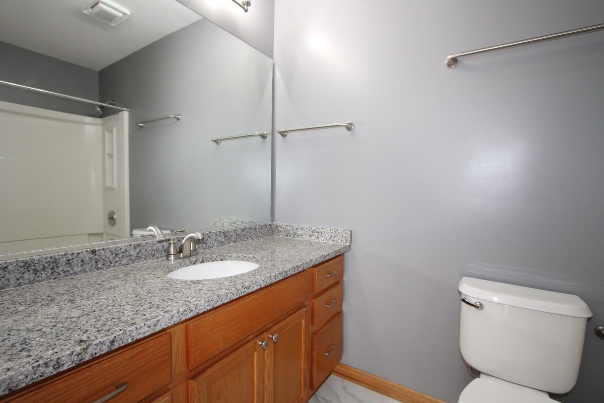 3159 Cambria Court Aurora, IL 60503 - Photo 11 of 20 a bathroom with a granite countertop sink and a mirror