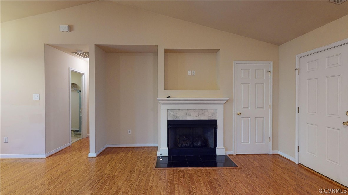 Living room view of hallway, gas fireplace, front