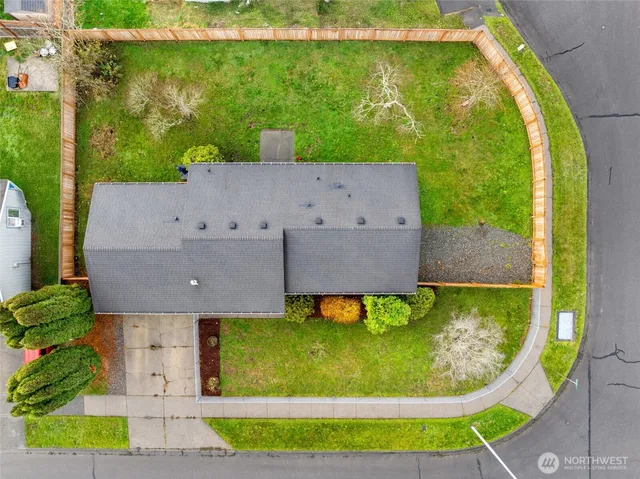 an aerial view of a house