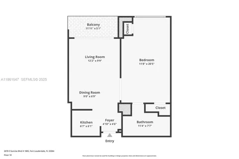 $135,000 | 2670 East Sunrise Boulevard, Unit 1005, Fort Lauderdale, FL 33304