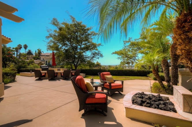 14820 El Sentido Rancho Santa Fe, CA 92067 - Photo 22 of 25 After an evening swim, light up the gas fire pit and warm up by the fire while enjoying the sunset view and watch hot air balloons float by!