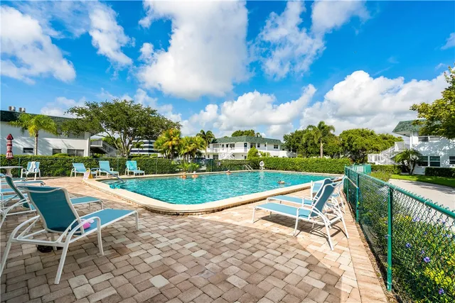 an outdoor space with seating